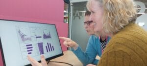 Liz F Liz S viewing Data Dashboard 2 300x135 - TECT funding boost for Community Insights